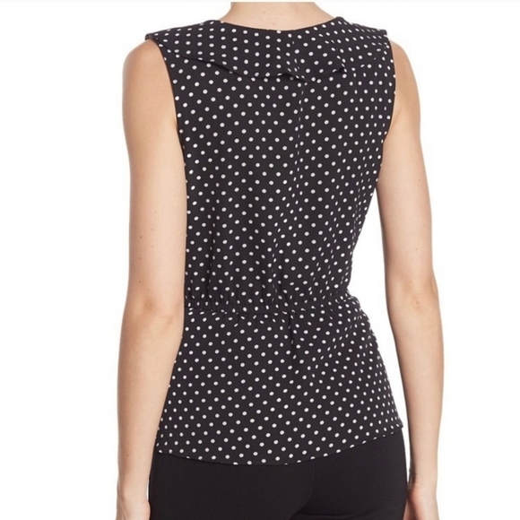 MAX Studio Ruffle Sleeveless Polka Dots Top in Black and White Size M* - Picture 2 of 9